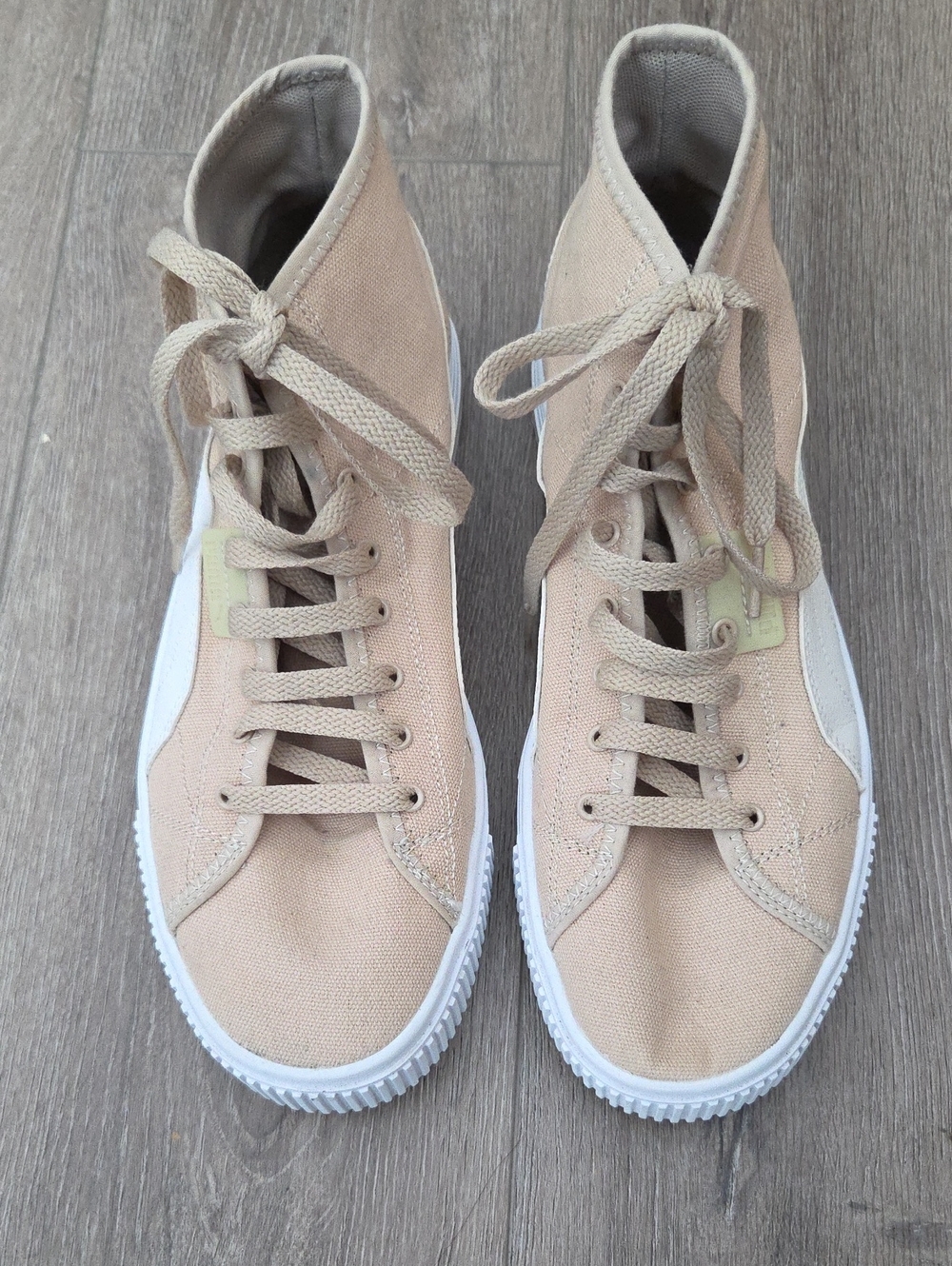 Puma Men's Ever Mid High-Top Canvas Sneakers in Beige Size 9/women 10.5